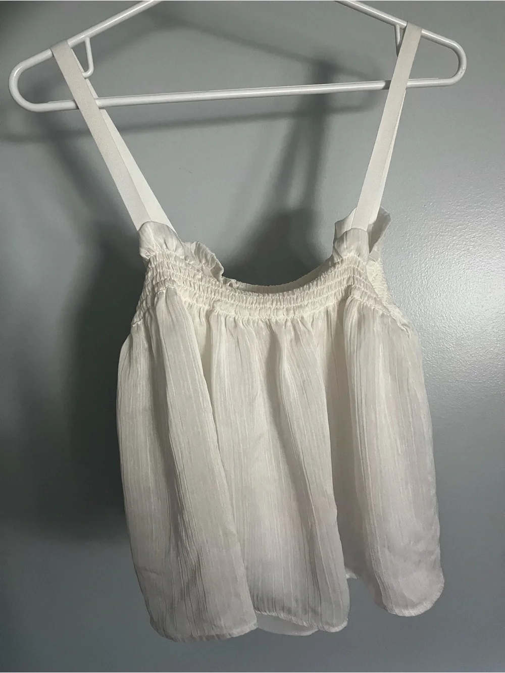 Mango White Smocked Ruffle Tank - Picture 1 of 4
